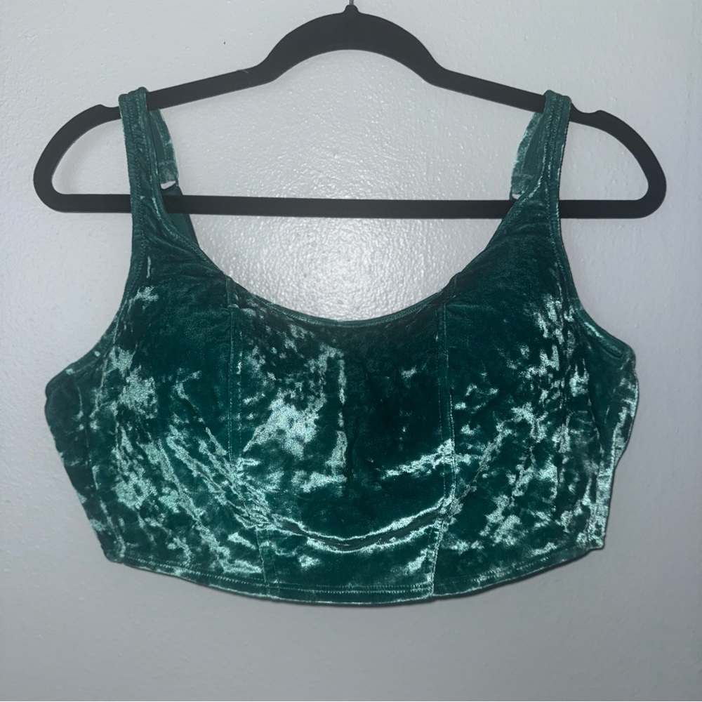 PINK Victoria's Secret Emerald Velvet Bralette Tank Top - Picture 2 of 4
